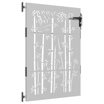 Poartă pentru grădină, 85x125 cm, oțel corten, model bambus - Img 3