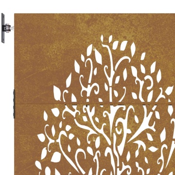 Poartă pentru grădină, 85x200 cm, oțel corten, model copac - Img 7