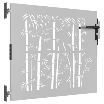 Poartă pentru grădină, 85x75 cm, oțel corten, model bambus - Img 3