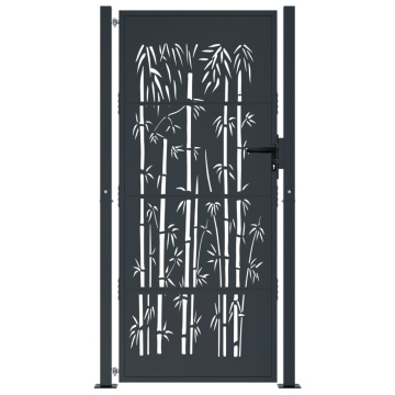 Poartă pentru grădină, antracit, 105x180 cm, oțel, model bambus - Img 3