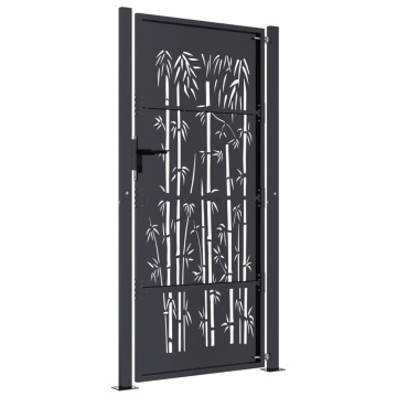 Poartă pentru grădină, antracit, 105x205 cm, oțel, model bambus - Img 4