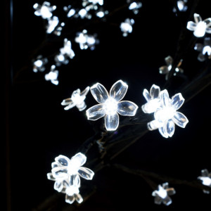 Pom Crăciun, 120 LED-uri alb rece, flori de cireș, 150 cm - Img 5