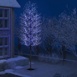 Pom Crăciun, 2000 LED-uri lumină albastră flori de cireș 500 cm - Img 1