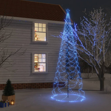 Pom de Crăciun cu stâlp de metal, 1400 LED-uri, albastru, 5 m - Img 1