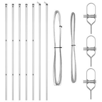 Posturi de gard 7 buc Ø32 mm 210 cm Oțel galvanizat - Img 2