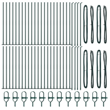 Posturi de gard cu plăci de bază 52 buc Ø32mm 50cm Oțel galvanizat - Img 2