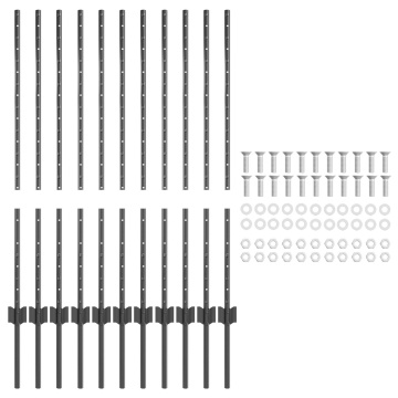 Posturi de Gardă 22 pcs U-Channel Gri 100 cm Oțel - Img 3