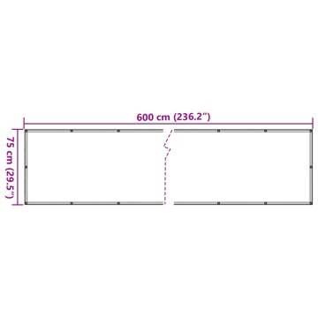Prelată balcon, material textil oxford, 75 x 600 cm, bej - Img 3