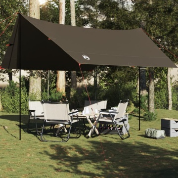 Prelată de camping, maro, 438x376x212 cm, impermeabilă - Img 1