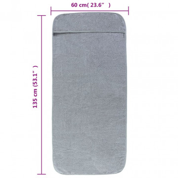 Prosoape de plajă, 4 buc., gri, 60x135 cm, textil 400 GSM - Img 7