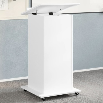 Pupitru cu roți și sertar alb 55x55x107 cm lemn prelucrat - Img 1