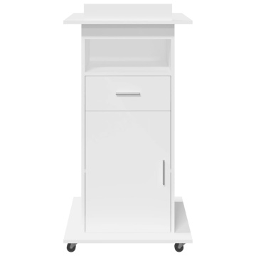 Pupitru cu roți și sertar alb 55x55x107 cm lemn prelucrat - Img 4