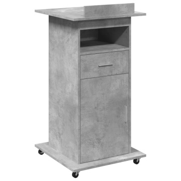 Pupitru cu roți și sertar beton gri 55x55x107 cm lemn prelucrat - Img 2