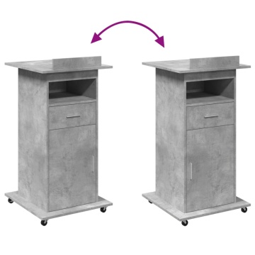Pupitru cu roți și sertar beton gri 55x55x107 cm lemn prelucrat - Img 6