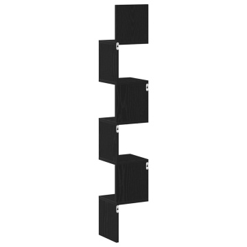 Raft de colț Negru Stejar 20x20x127,5 cm din Lemn prelucrat - Img 4