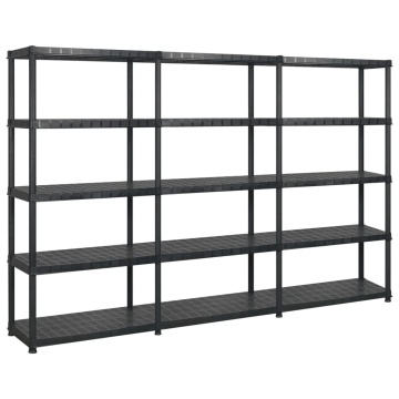 Raft de depozitare 5 niveluri negru 274,5x45,7x185 cm, plastic - Img 1