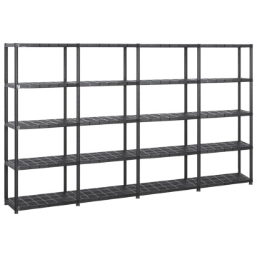 Raft de depozitare cu 5 polițe, negru, 284x38x170 cm, plastic - Img 1