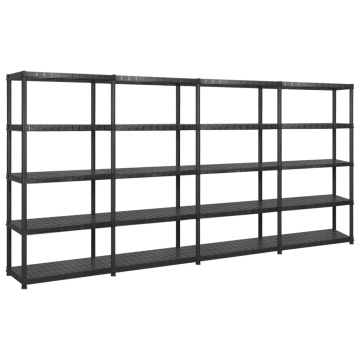 Raft de depozitare cu 5 polițe, negru, 340x40x185 cm, plastic - Img 1