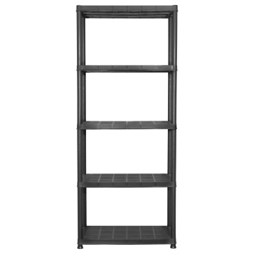 Raft de depozitare cu 5 polițe, negru, 71x38x170 cm, plastic - Img 3