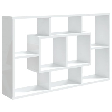 Raft de perete, alb extralucios, 85x16x52,5 cm, lemn prelucrat - Img 2