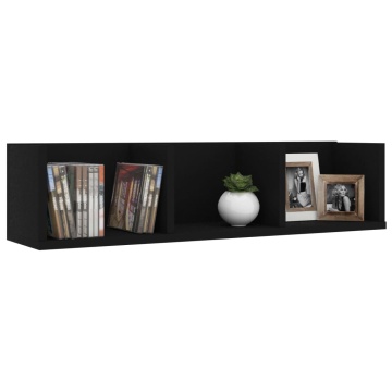 Raft de perete CD-uri, negru, 75 x 18 x 18 cm, lemn prelucrat - Img 3