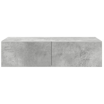 Raft de perete cu sertare Gri beton 60x26,5x15cm Lemn prelucrat - Img 4