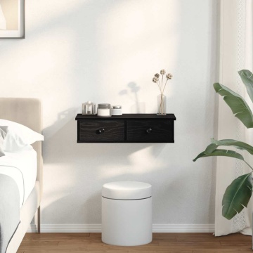 Raft de perete cu sertare negru 60x25x15 cm lemn prelucrat - Img 3