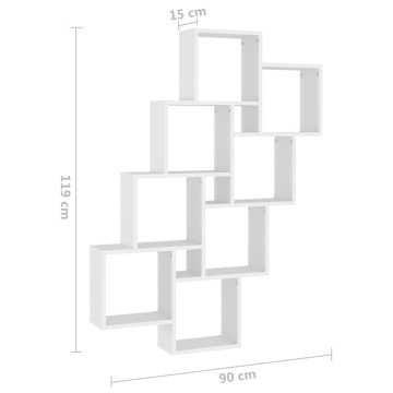 Raft de perete cub, alb, 90x15x119 cm, PAL - Img 5