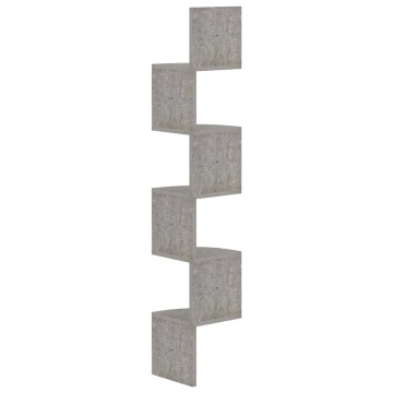 Raft de perete de colț, gri beton, 19x19x123 cm, lemn prelucrat - Img 3
