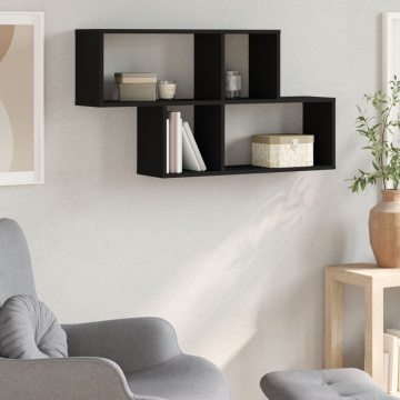 Raft de perete, negru, 100x20x53 cm, lemn prelucrat - Img 3