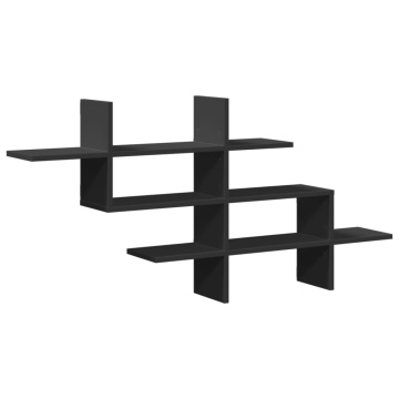 Raft de perete, negru, 124,5x18x60,5 cm, lemn prelucrat - Img 2