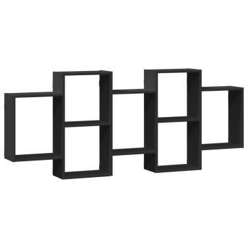 Raft de perete, negru, 159x18x65 cm, lemn prelucrat - Img 2