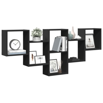 Raft de perete, negru, 159x18x66 cm, lemn prelucrat - Img 3