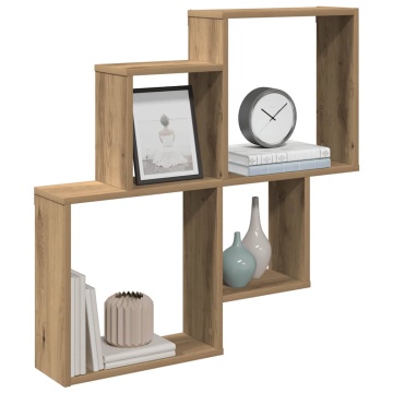 Raft de perete, stejar artizanal, 80x15x78,5 cm, lemn prelucrat - Img 1