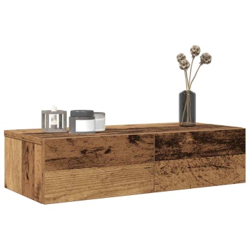 Raft perete cu sertare Lemn vechi 60x26,5x15 cm Lemn prelucrat - Img 1