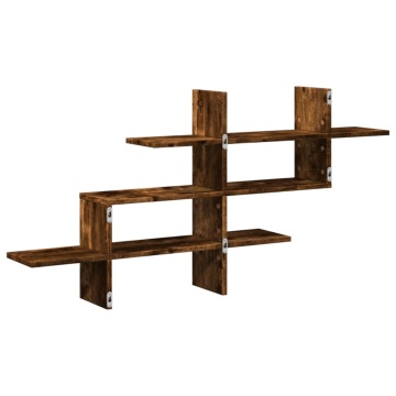 Raft perete, stejar fumuriu, 124,5x18x60,5 cm, lemn prelucrat - Img 5
