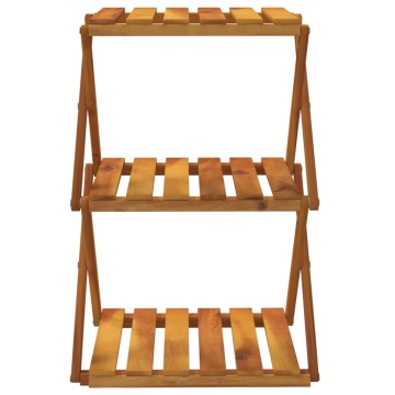Raft pliabil cu 3 niveluri, maro, 43x31x63 cm lemn masiv acacia - Img 4