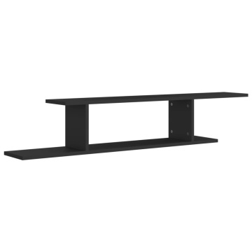 Raft TV cu montaj pe perete, negru, 125x18x23 cm, PAL - Img 2