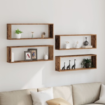 Rafturi 4 buc Lemn Vechi 80x15x26 cm Lemn Prelucrat - Img 1
