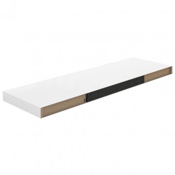 Rafturi de perete, 2 buc., alb extralucios, 80x23,5x3,8 cm, MDF - Img 6
