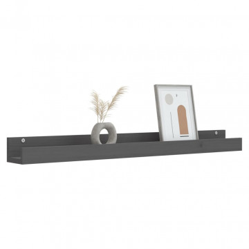 Rafturi de perete, 2 buc., gri, 110x12x9 cm, lemn masiv de pin - Img 6