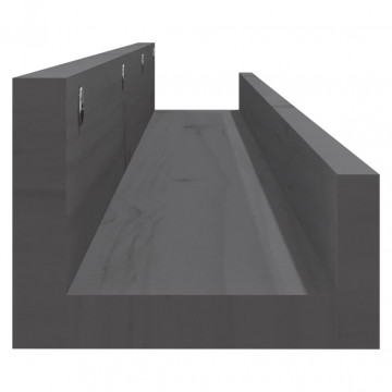 Rafturi de perete, 2 buc., gri, 110x12x9 cm, lemn masiv de pin - Img 8