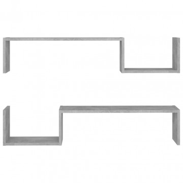 Rafturi de perete, 2 buc, gri beton, 100x15x20 cm, PAL - Img 8