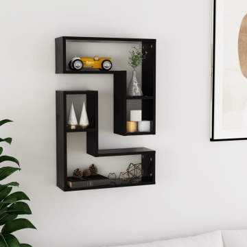 Rafturi de perete, 2 bucăți, negru, 50x15x50 cm, PAL - Img 1
