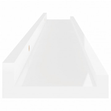 Rafturi de perete, 4 buc., alb extralucios, 80x9x3 cm - Img 7