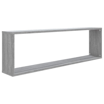 Rafturi de perete cub, 2 buc., gri sonoma, 100x15x30 cm, lemn - Img 8