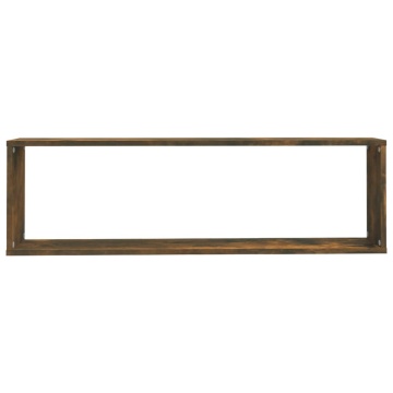 Rafturi de perete cub, 2 buc., stejar fumuriu 100x15x30 cm lemn - Img 5