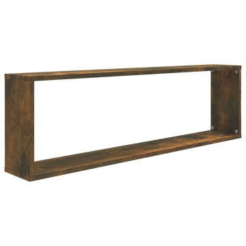 Rafturi de perete cub, 2 buc., stejar fumuriu 100x15x30 cm lemn - Img 8