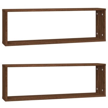 Rafturi de perete cub, 2 buc. stejar maro, 80x15x26,5 cm, lemn - Img 2