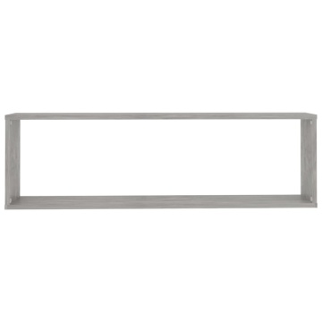 Rafturi de perete cub, 4 buc., gri beton, 100x15x30 cm, PAL - Img 6